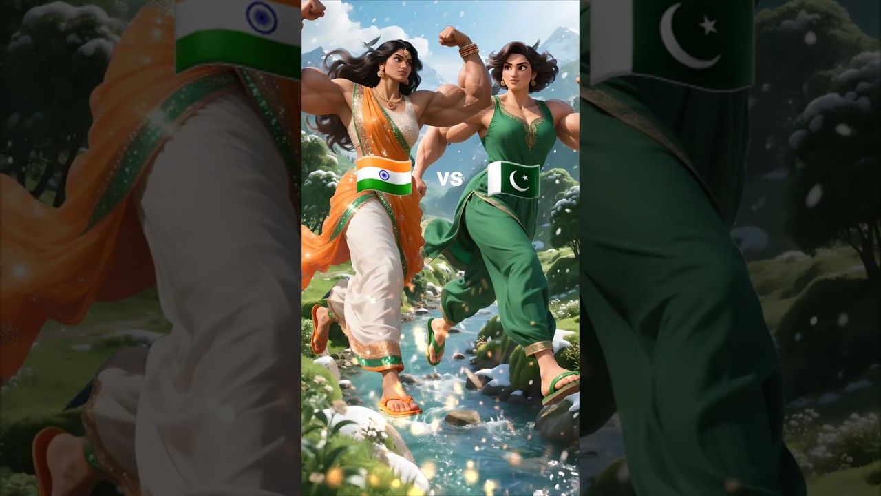 India vs Pakistan Women Running Competition #ai #india #pakistan