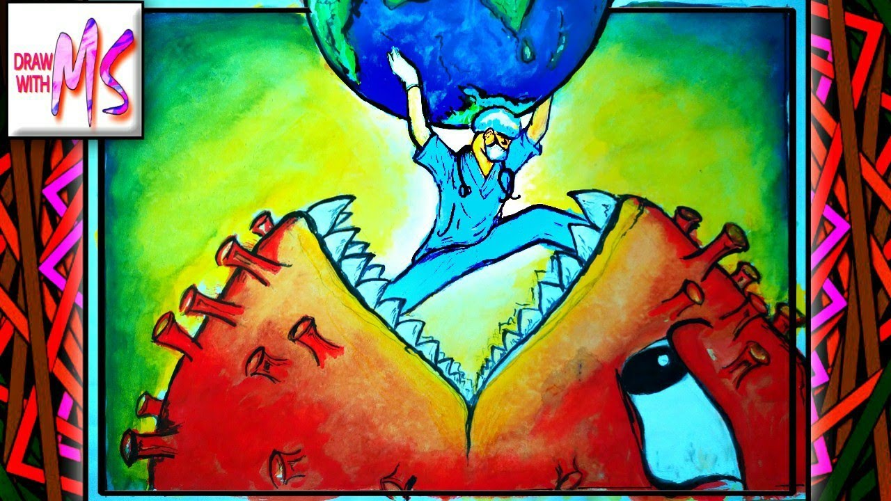 CORONAVIRUS DRAWING , AWARENESS | THANKS TO DOCTORS | CORONA FIGHTERS , WARRIORS | POSTER | MS