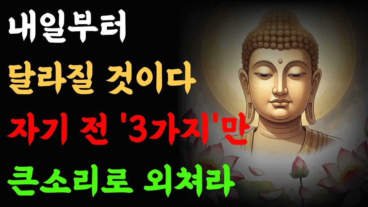 [부처님말씀] 자기 전 3가지만 외쳐라, 내일부터 인생이 달라진다/ 부처님이 가르친 기적의 주문/ 부처님의 가르침/ 석 달의 기적/ 터칭연구소
