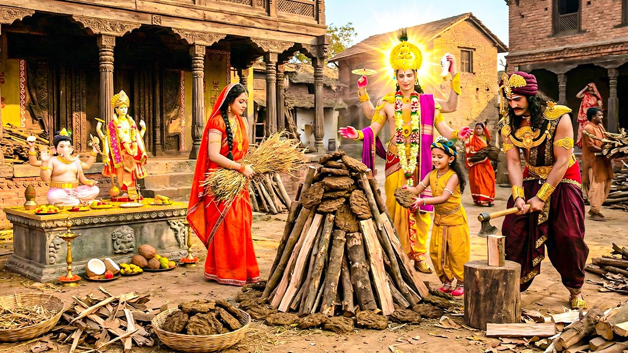 बाल कान्हा, नारायण, कंस और मैया यशोदा ने होलिका दहन की तैयारी की | यशोमती मईया के नंदलाला | Krishan