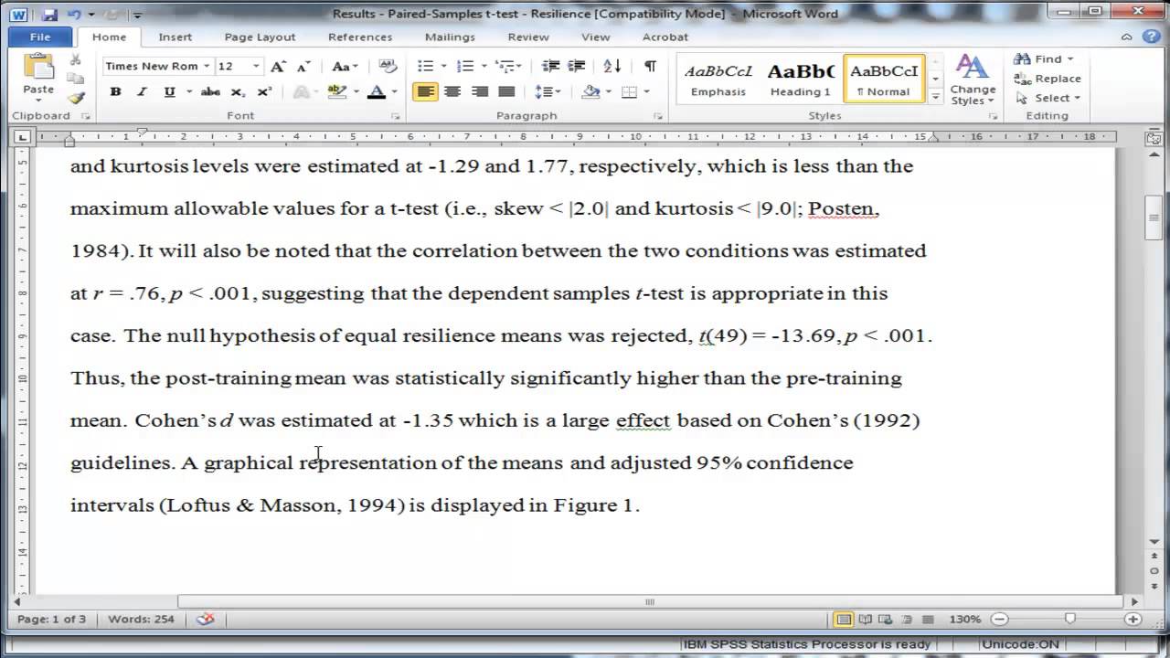 Paired Samples t-test: Writing-Up Results (Part 2)