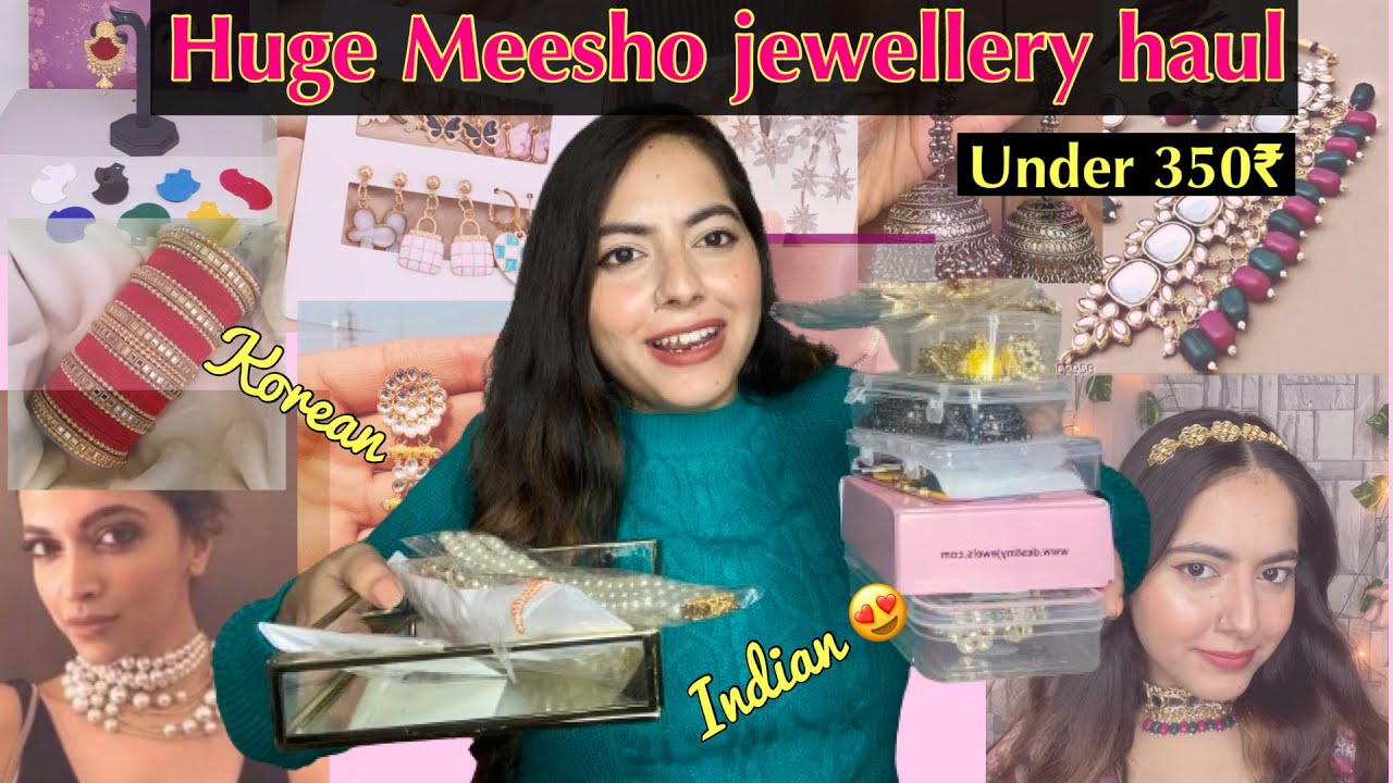 Huge Meesho jewellery haul under 350₹ || 12 items