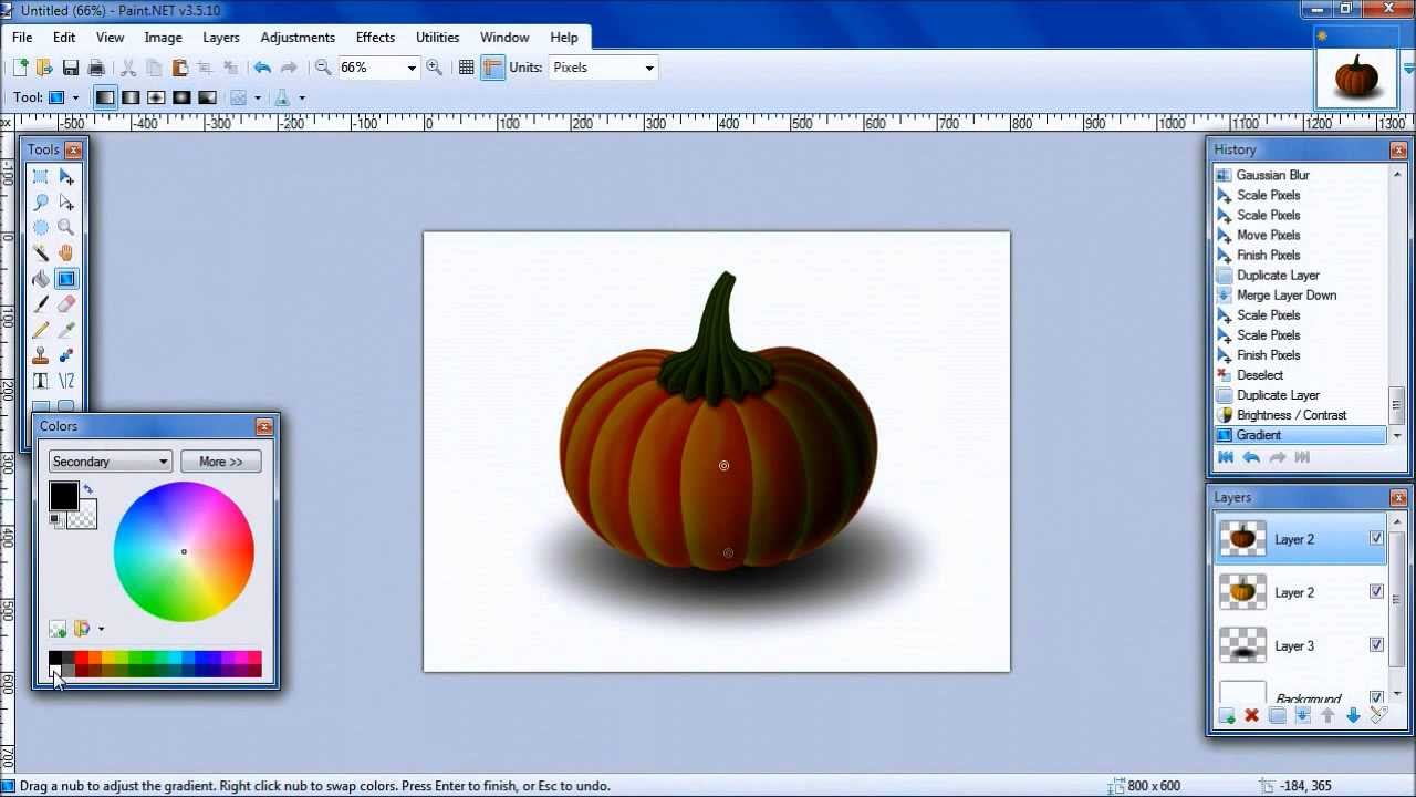 Paint.NET tutorial Drawing Pumpkin