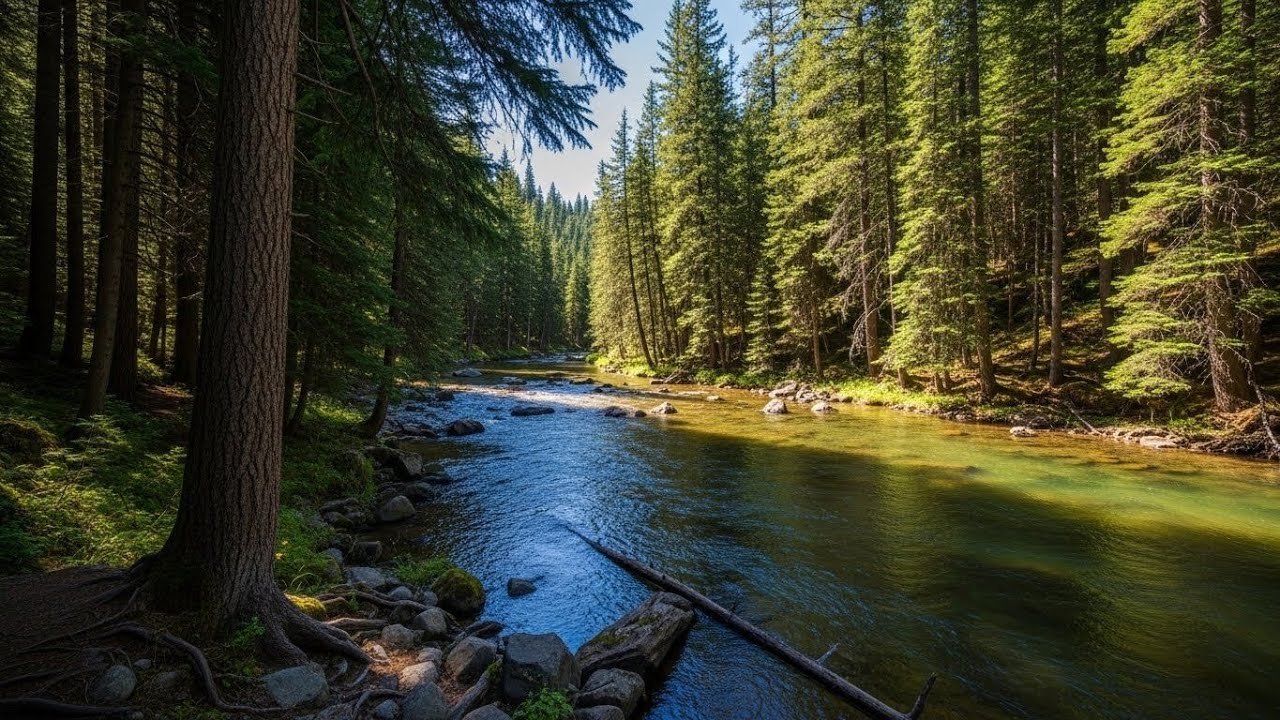 Peaceful River and Forest Ambience 🌊🌲 Flowing Water and Trees for Deep Sleep #2920