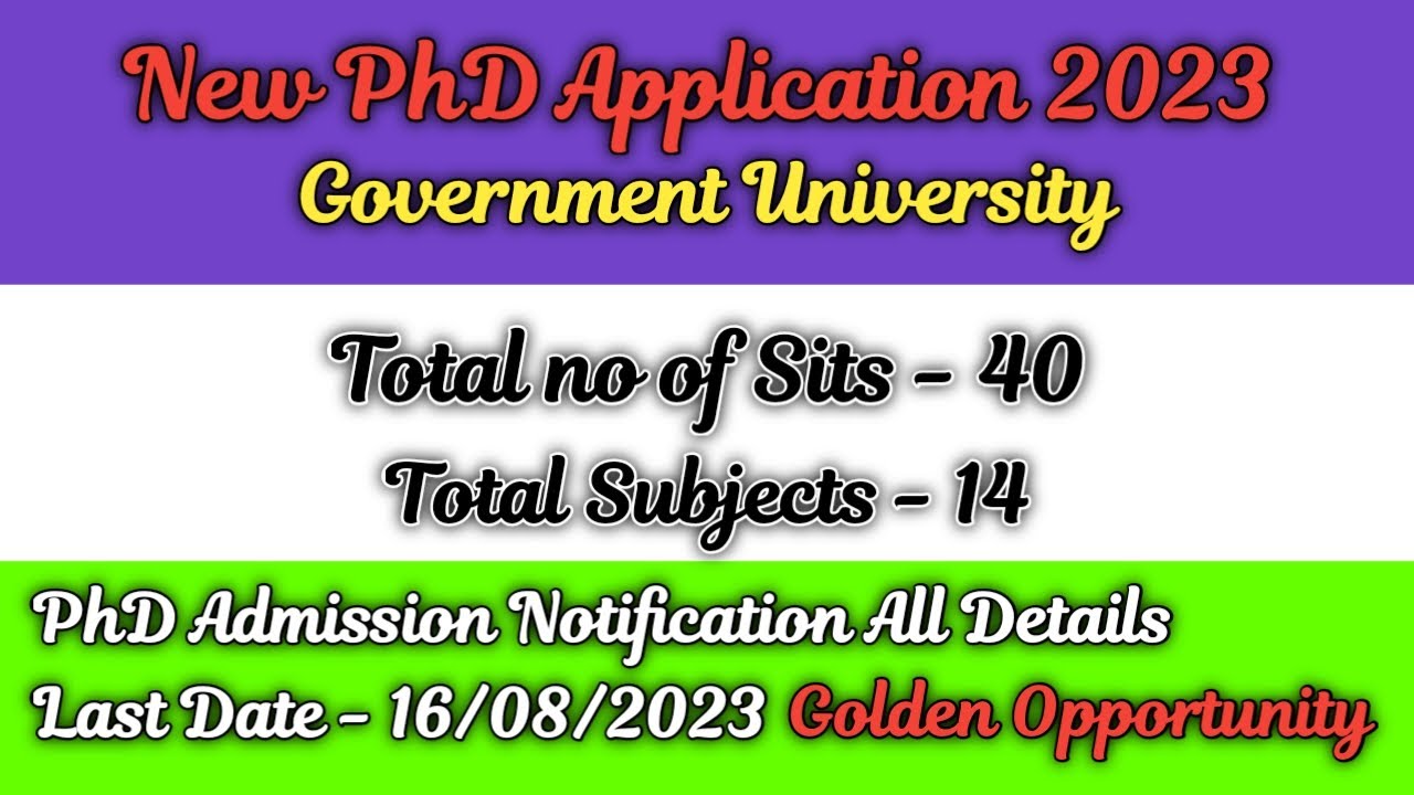New phd admission 2023 // ongoing phd admission 2023 // Government University // New PhD Application