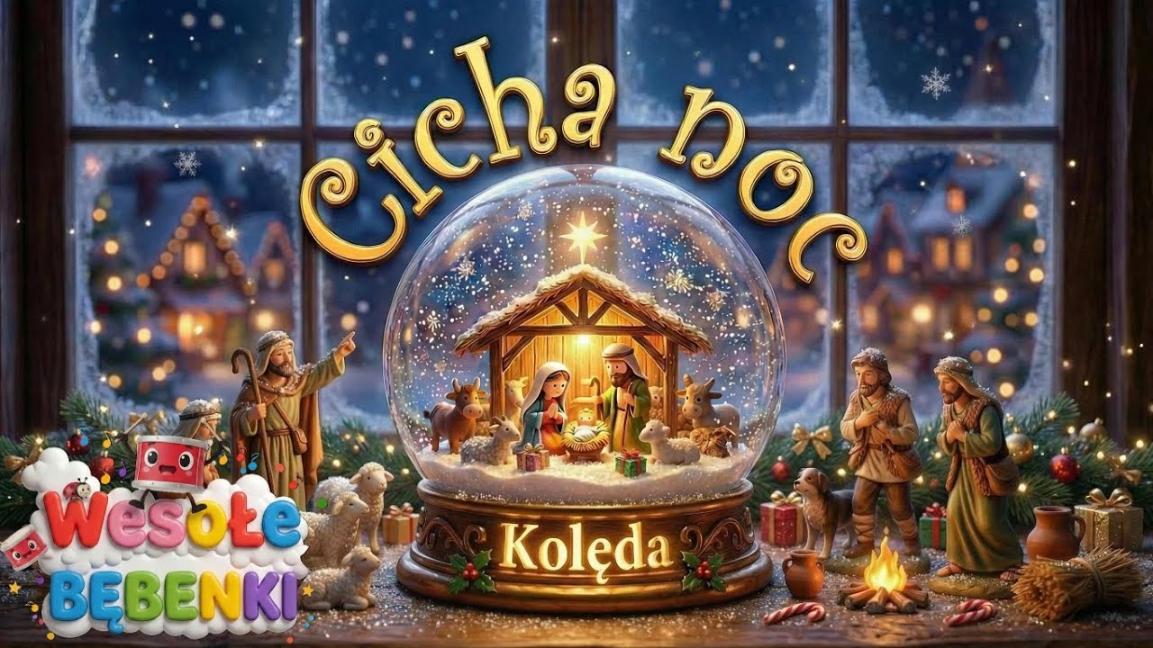 🎶 Cicha Noc 🌟 KOLĘDA DLA DZIECI Z TEKSTEM 🎶🌟 Wesołe Bębenki 