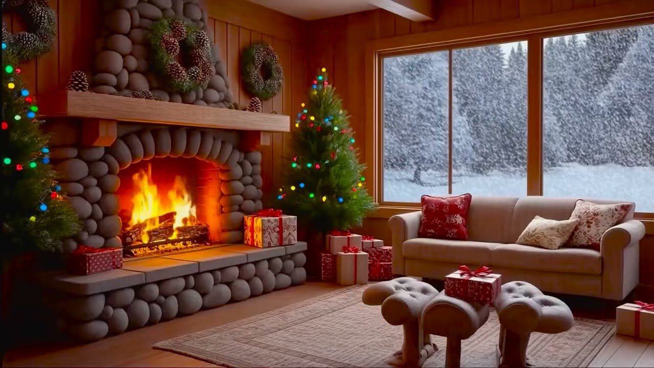 🎄Cozy Christmas Fireplace 10 Hours | 🔥Fireplace Crackling ❄️ Holiday Ambience (No Music)(NO ADS)