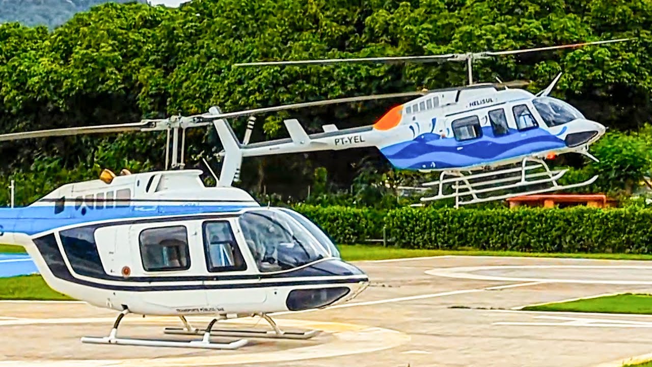 CLOUDY DAY LANDING & Takeoff | Bell 206-L4 LongRanger & Bell 206 JetRanger