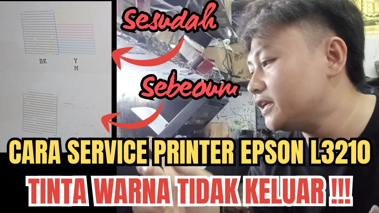 CARA SERVICE PRINTER EPSON L3210 TIDAK KELUAR WARNA