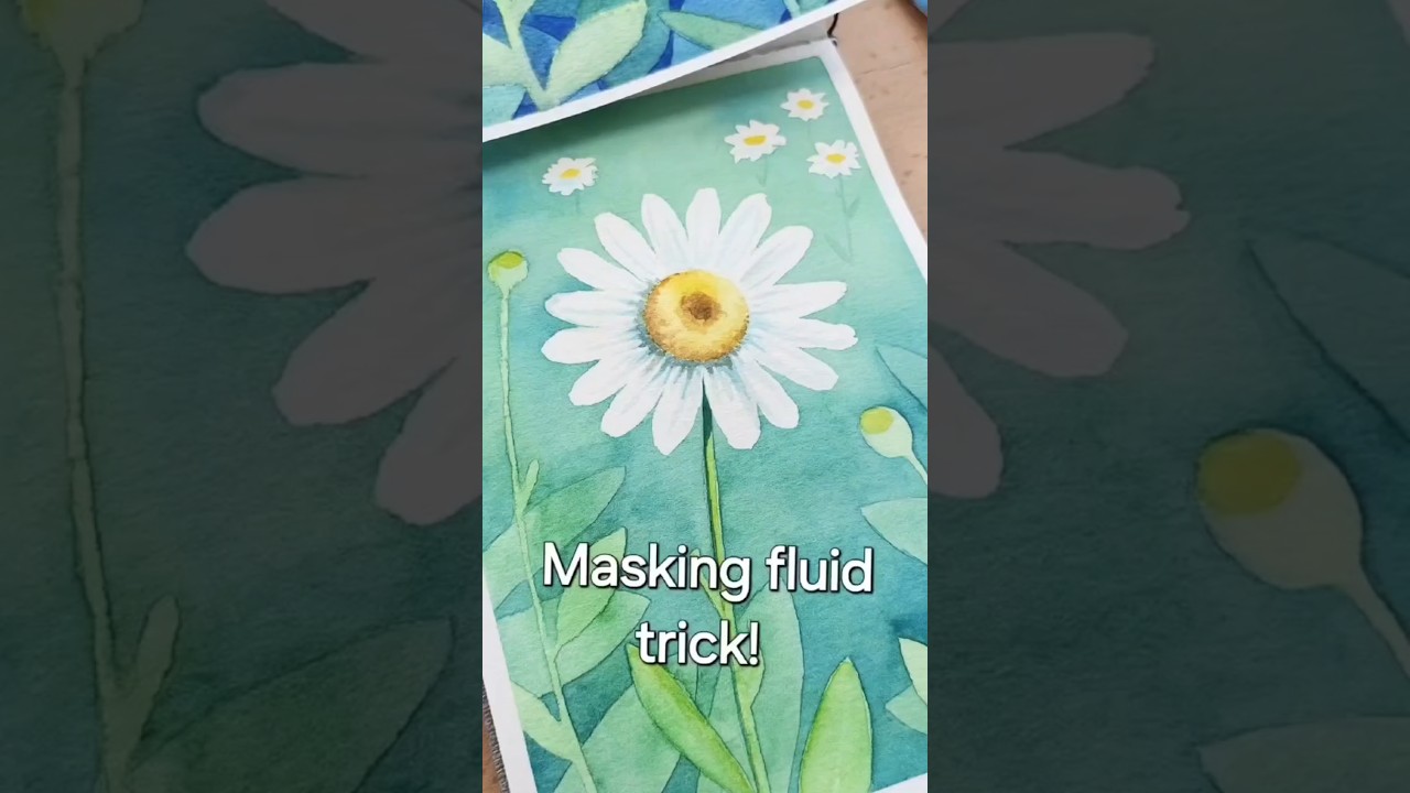 Masking fluid tip! Watercolor Tutorial  🌼 🌸  #watercolorflowers  #watolorpainting