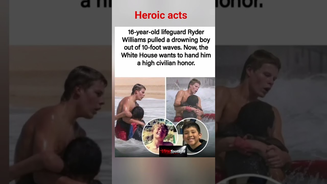 16-year-old lifeguard Ryder Williams saved a drowning boy from 10-foot waves. 🦸&zwj;♂️🇺🇸 #trends #shorts