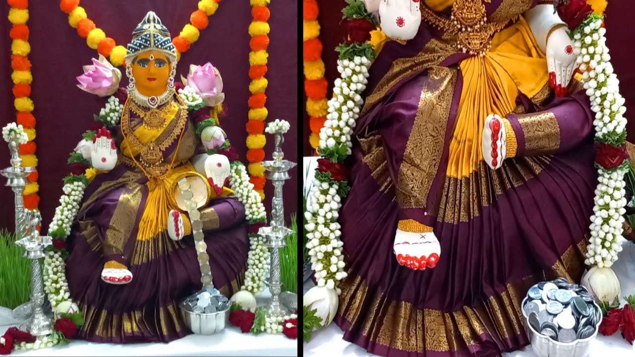 quick and easy Varamahalaksmi Saree draping  | Varamahalakshmi saree decoration | pooja decoration