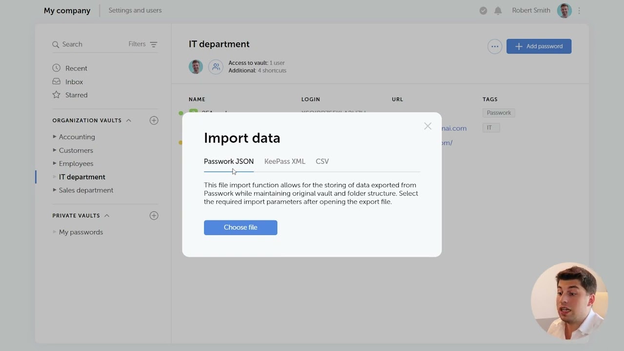 Passwork. Importing passwords