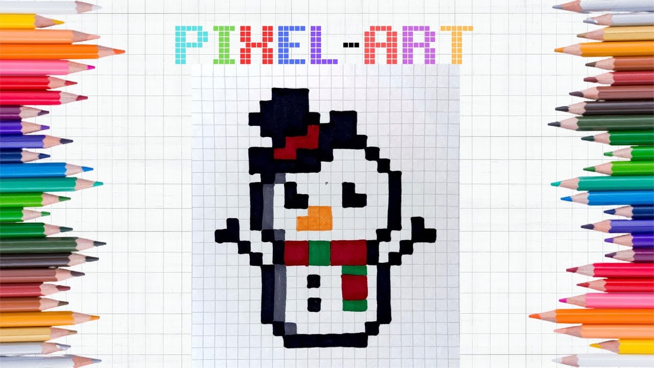 Como Dibujar un Muñeco de Nieve en Pixel Art - How To Draw a Snowman  #pixelart #snowman #snow
