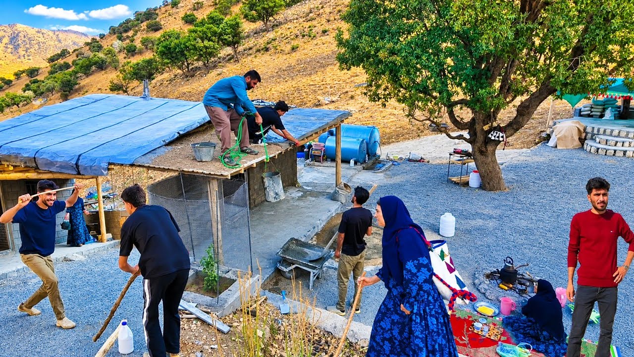 👥HASSAN & GHADIR LEAD!🗻🛖Concreting Amir's Winter Room Porch + Mountain Foraging! 