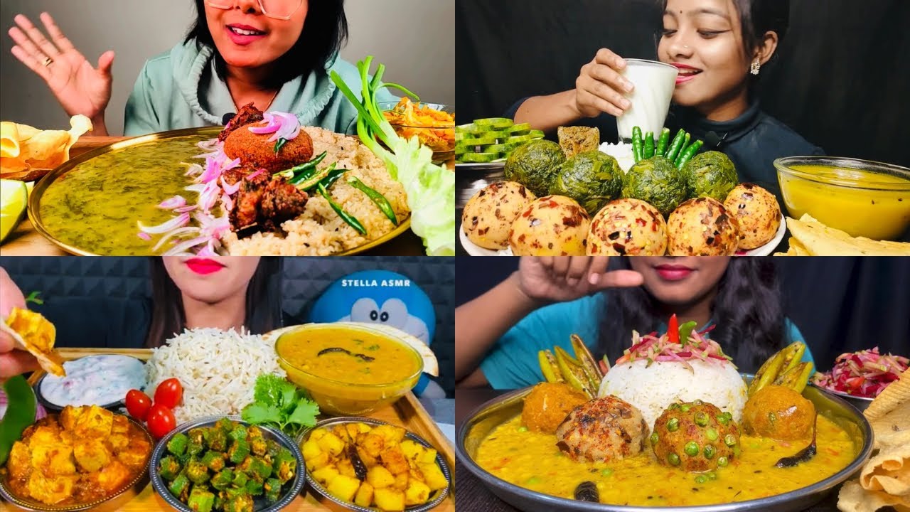 ASMR EATING DIFFERENT TYPES OF BHARTA VEGGIES PAHADI DAL 🤤 ASMR MUKBANG 