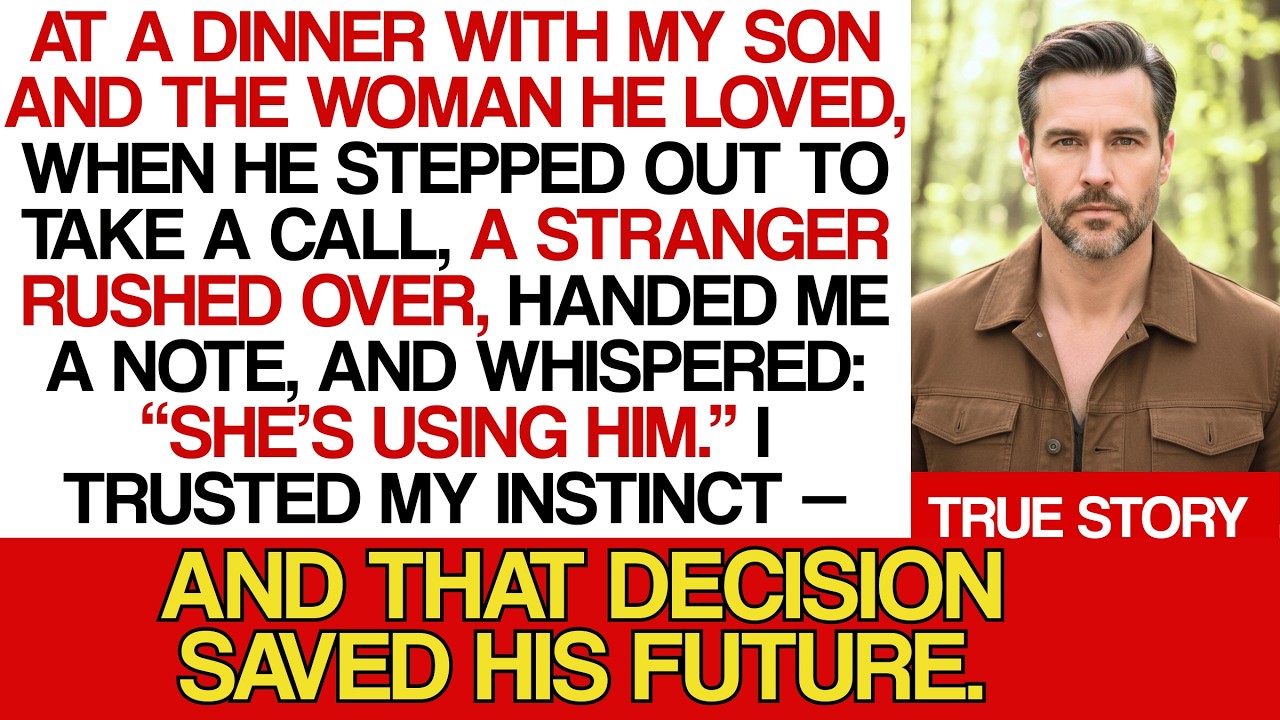 When My Son Stepped Away From Dinner, A Stranger Pressed A Note Into My Hand: “She’s Not Who You...