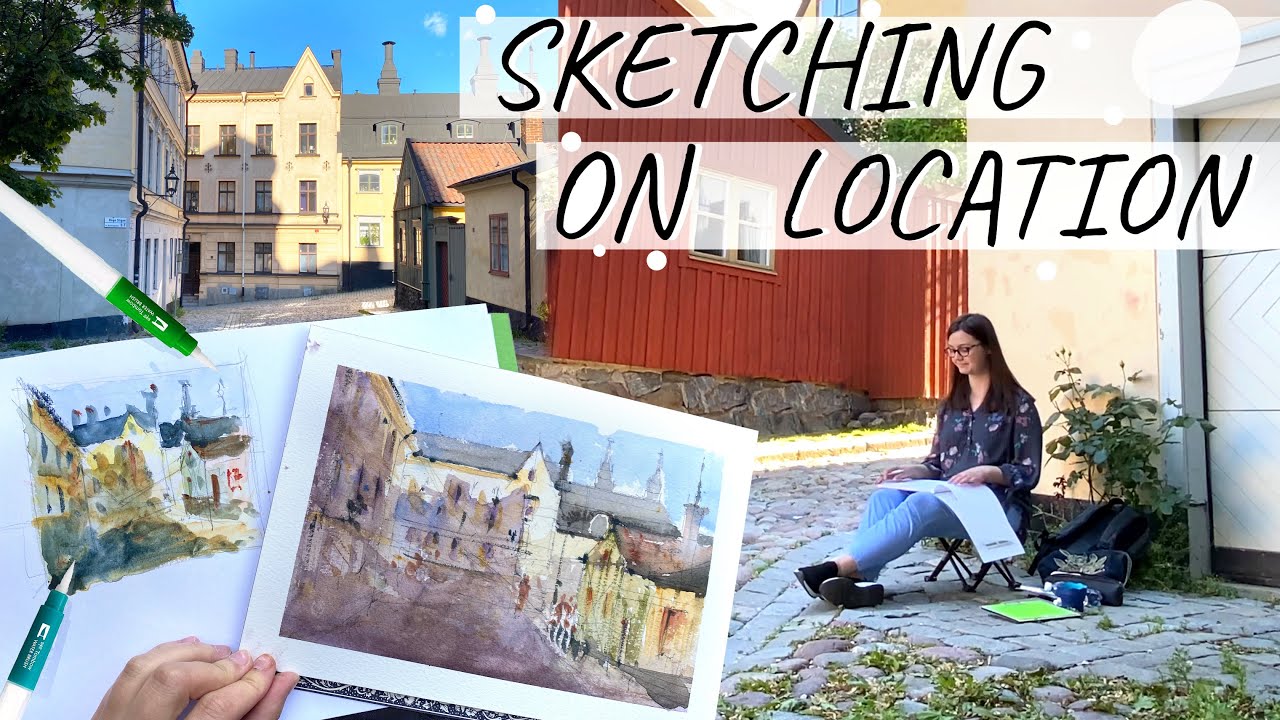 Trying a Water Brush - Urban Sketching on Location