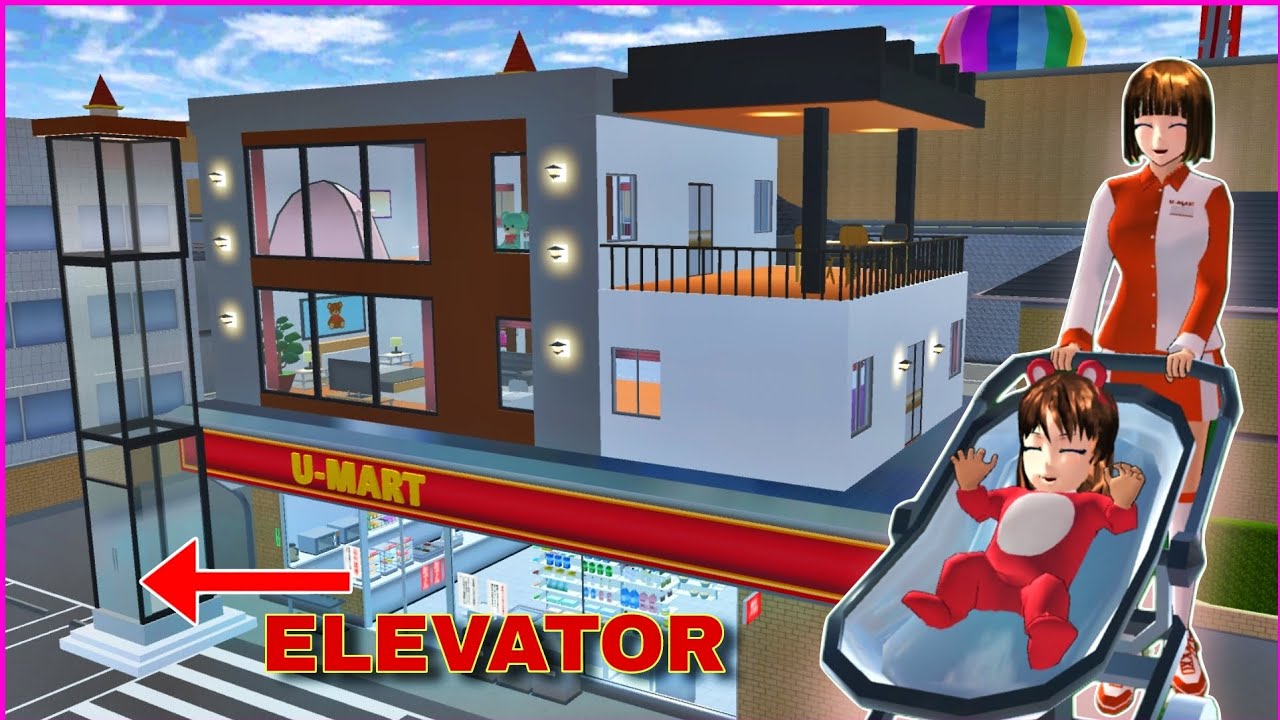 There's a New Mami Fujitsu Modern Elevator House with Baby Bedroom in Sakura School Simulator 