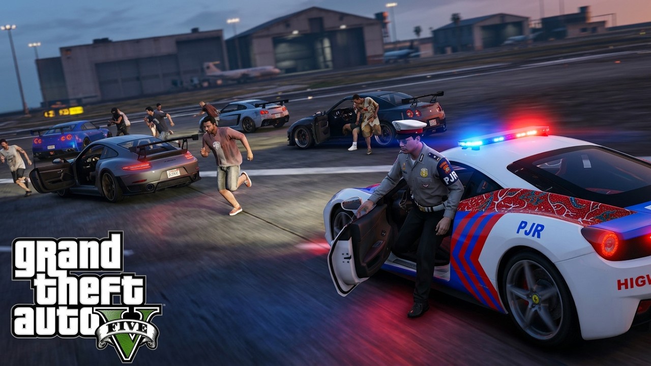 Razia Polisi Bubarkan Balap Liar Sampai Kocar Kacir! GTA 5 Mod Polisi Indonesia