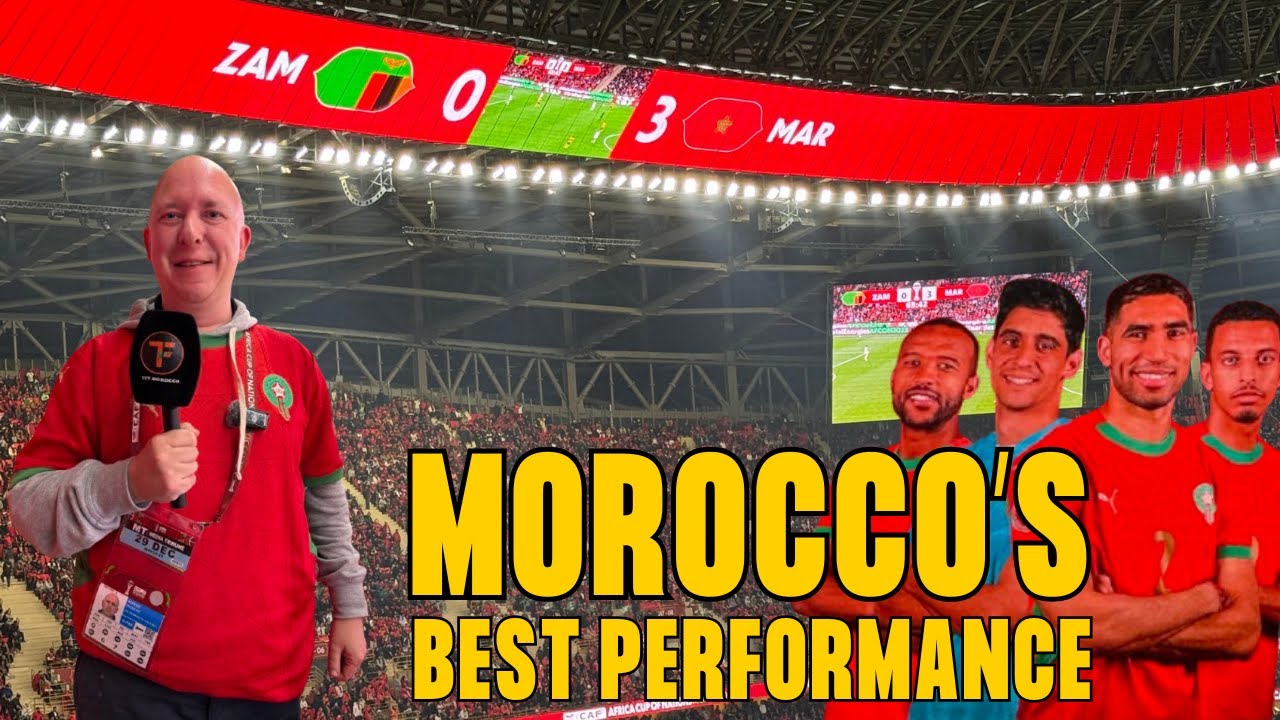 English Fan Watches Morocco Smash Zambia 3–0 and Advance at AFCON