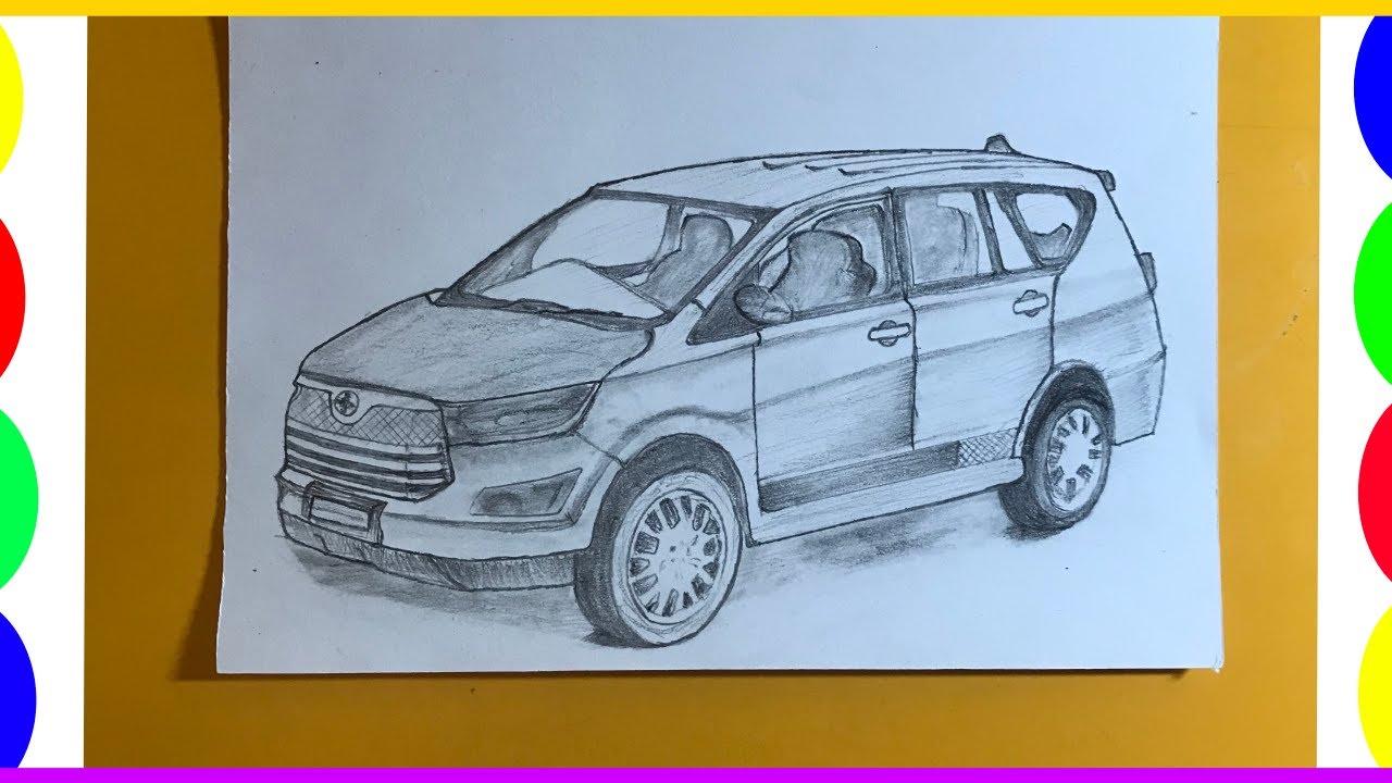 How to draw a car toyota innova easy car sketch draw innova suv car for beginners