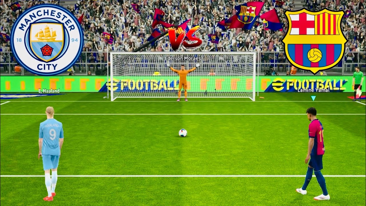 HAALAND VS LAMINE | BARCELONA VS MAN CITY PENALTY SHOOTOUT | eFOOTBALL