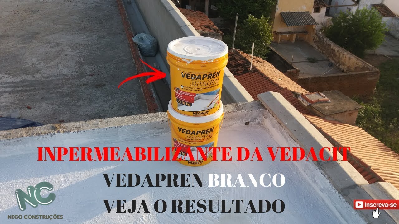 IMPERMEABILIZANDO LAJE IMPERMEÁVEL COM VEDAPREN BRANCO