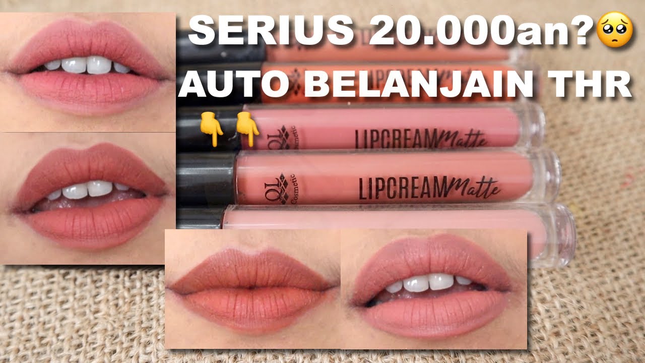 MURAH BGT ! QL LIP CREAM MATTE REVIEW + TEST KETAHANAN | SEMUA WARNA NUDE CANTIK 🥰 | Maria Soelisty