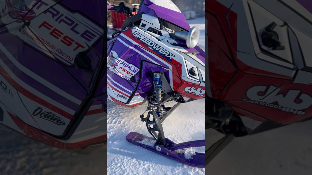 Polaris 850 Boost drag race monster 😈 #snowmobile #polaris #turbo #boost #dragrace #shorts