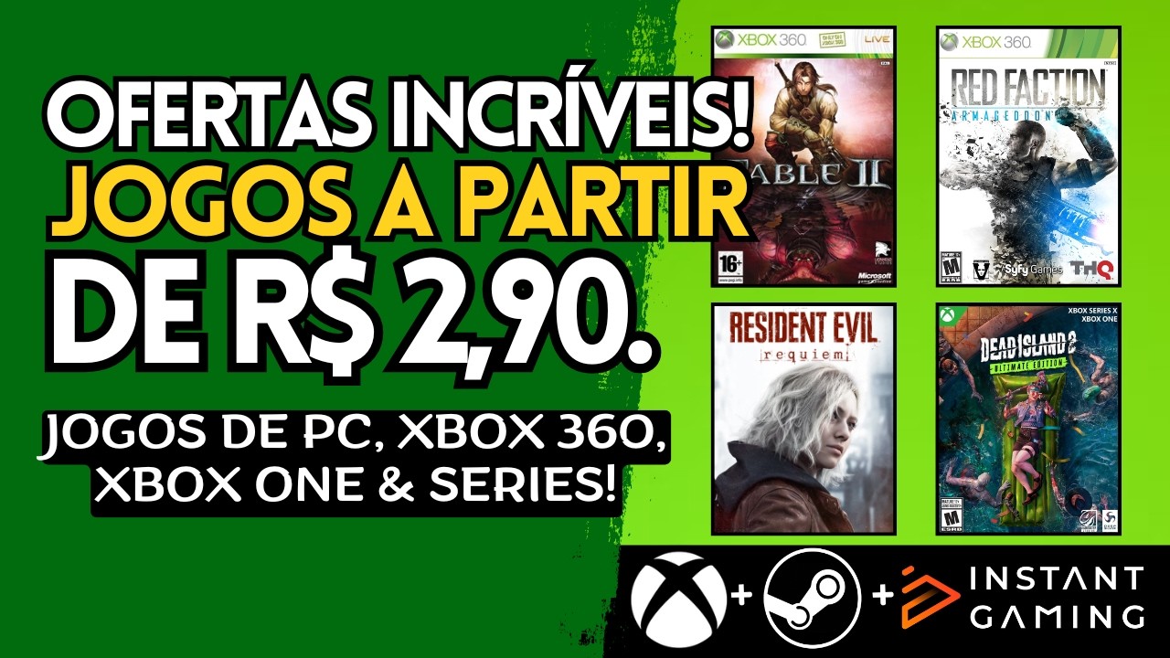 Urgente!!! OFERTAS INCRÍVEIS de Jogos de PC, XBOX 360, XBOX ONE e SERIES!