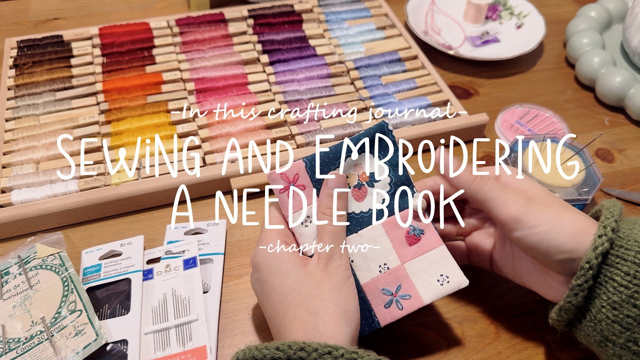 Sewing and embroidering a strawberry themed needle book | Crafting Journals - Chapter #002