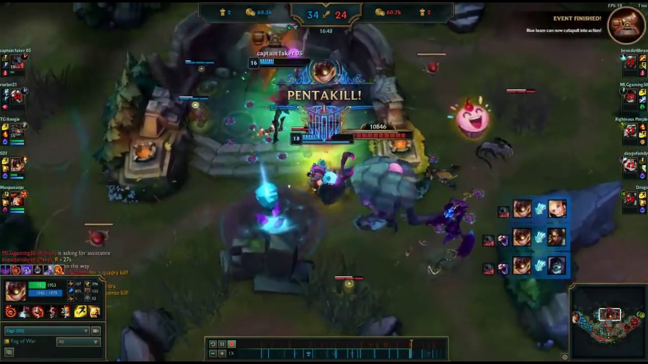 ez Penta kill Ziggs one hit lux
