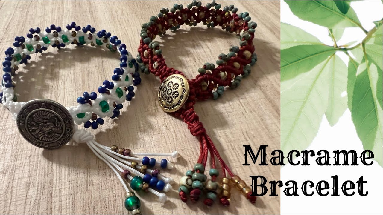 Part - 1 Macrame Bracelet with seed beads - half hitch knots