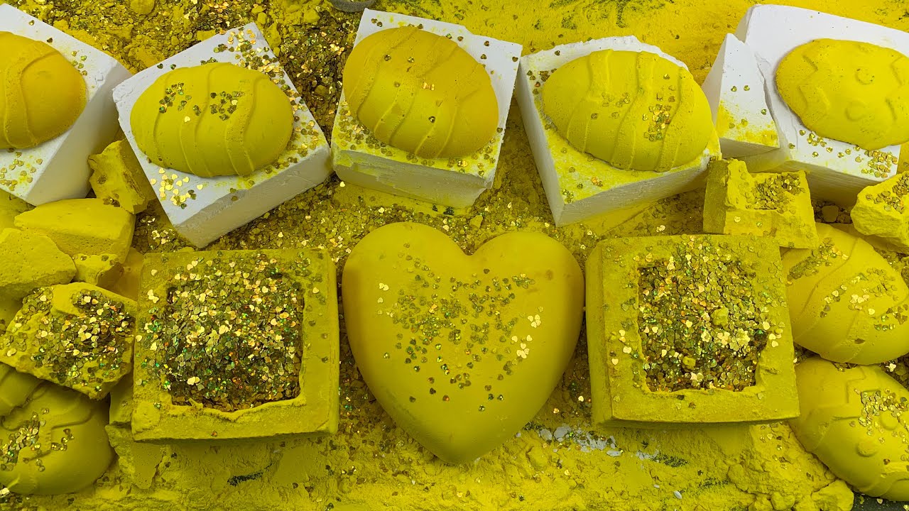 Temu Fresh Gymchalk Blocks with Yellow Iron Oxide Chalk Crunchy Powdery within Glitter Bombs 