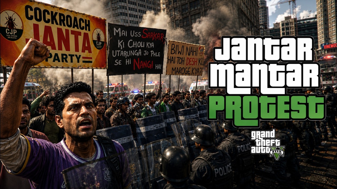 Massive JANTAR MANTAR Protest in GTA 5 | Police vs Protesters