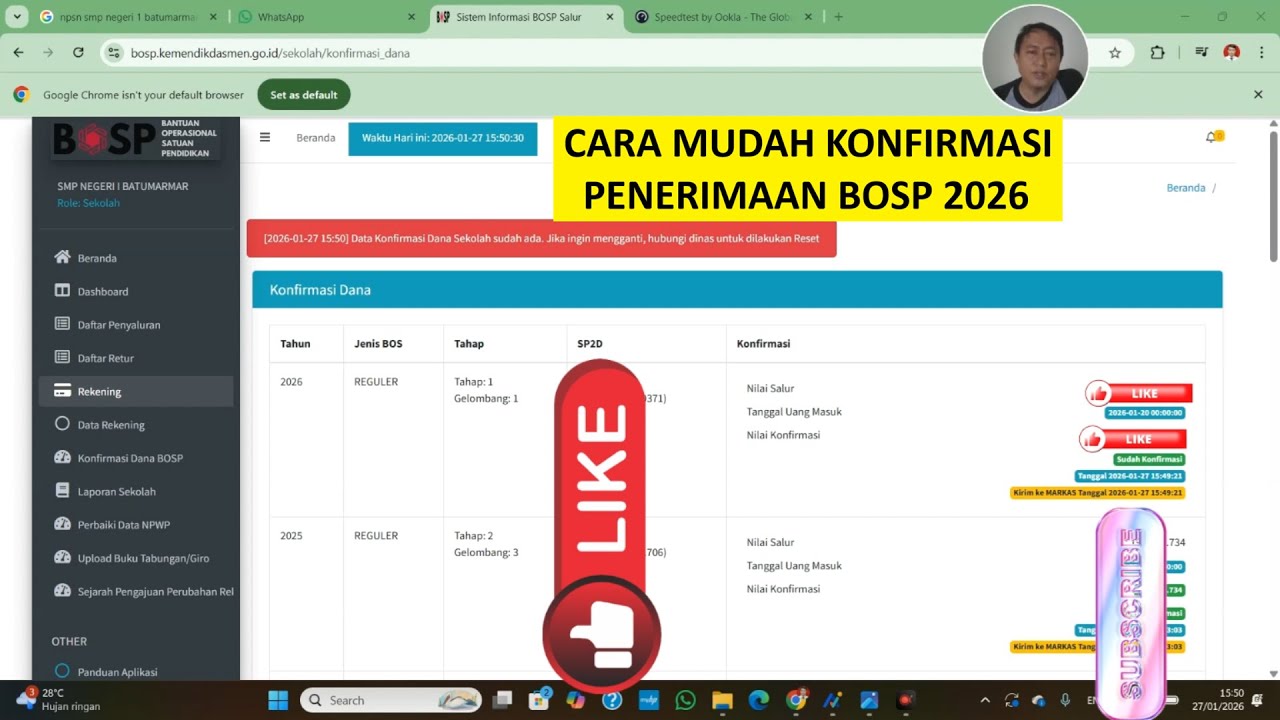 Cara Konfirmasi Penerimaan Dana BOSP 2026 pada BOSP SALUR