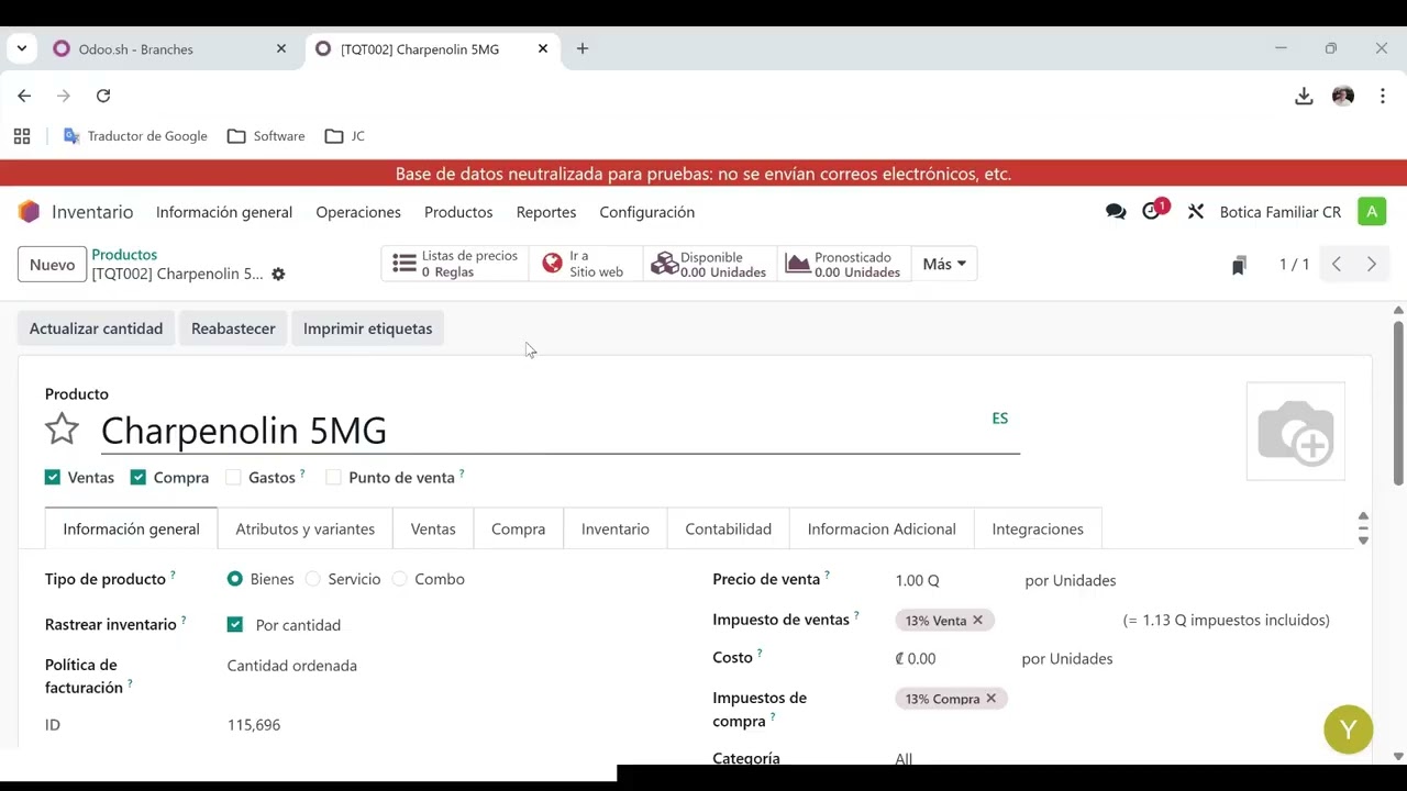 Crear y Modificar Productos en Odoo en 2 pasos