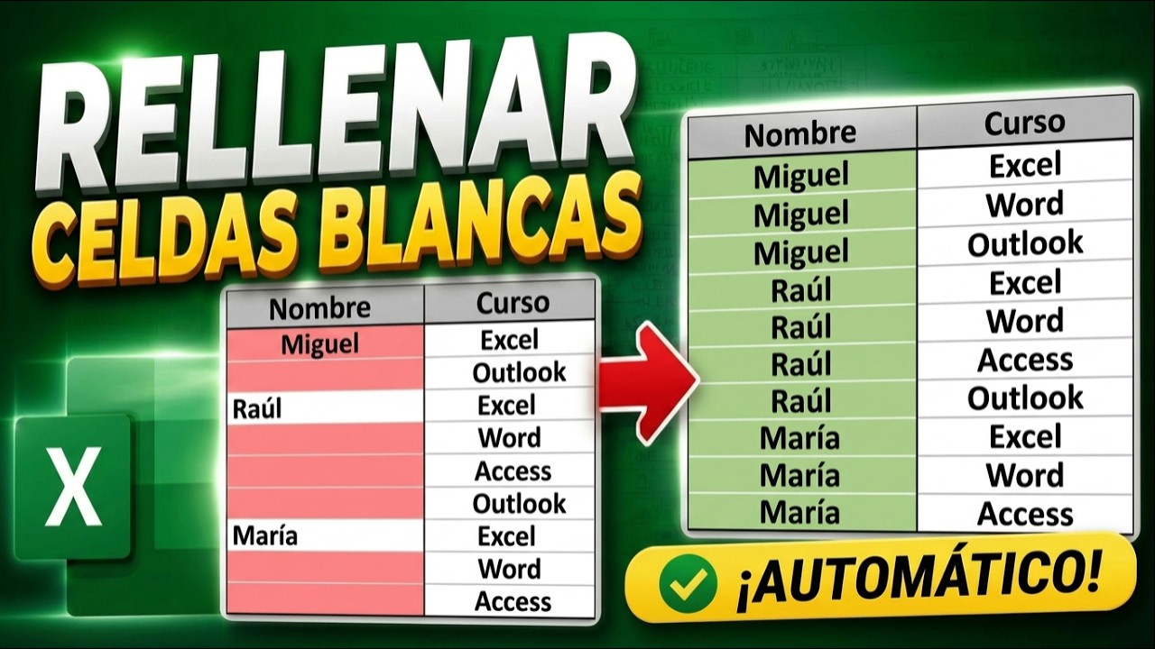 Rellenar CELDAS EN BLANCO autom&aacute;ticamente