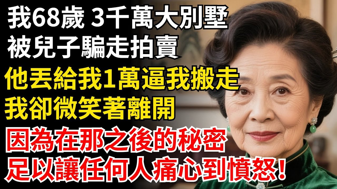 我68歲 3千萬大別墅被兒子騙走拍賣，他丟給我1萬逼我搬走，我卻微笑著離開，因為在那之後的祕密，足以讓任何人痛心憤怒