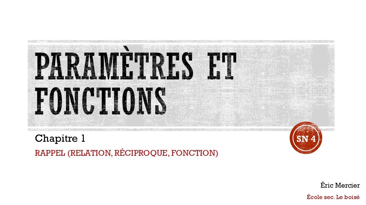 MATH SN 4 : RELATION, RÉCIPROQUE ET FONCTION