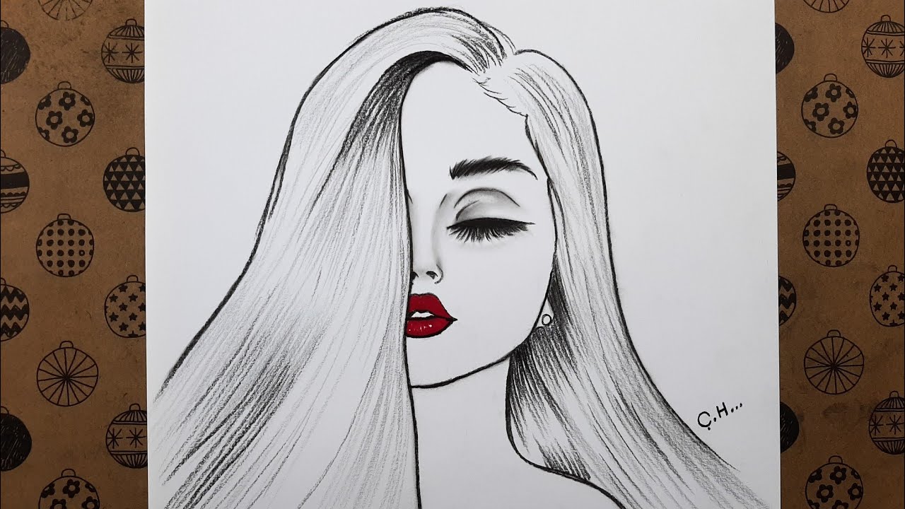 Adım Adım Kolay Karakalem Güzel Kız Yüzü Resmi Nasıl Çizilir, Çizim Hobimiz Easy Drawings