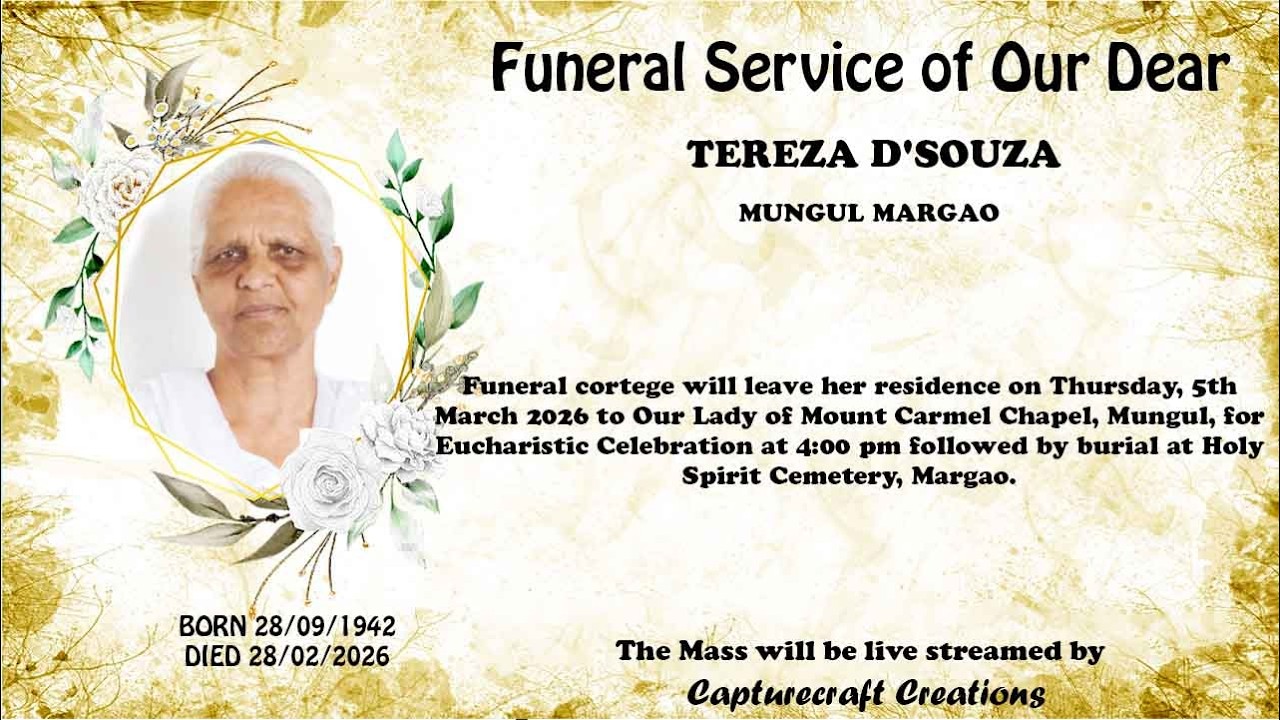 Funeral of TEREZA D'SOUZA | 05-03-26 | Mount Carmel Chapel, Mungul