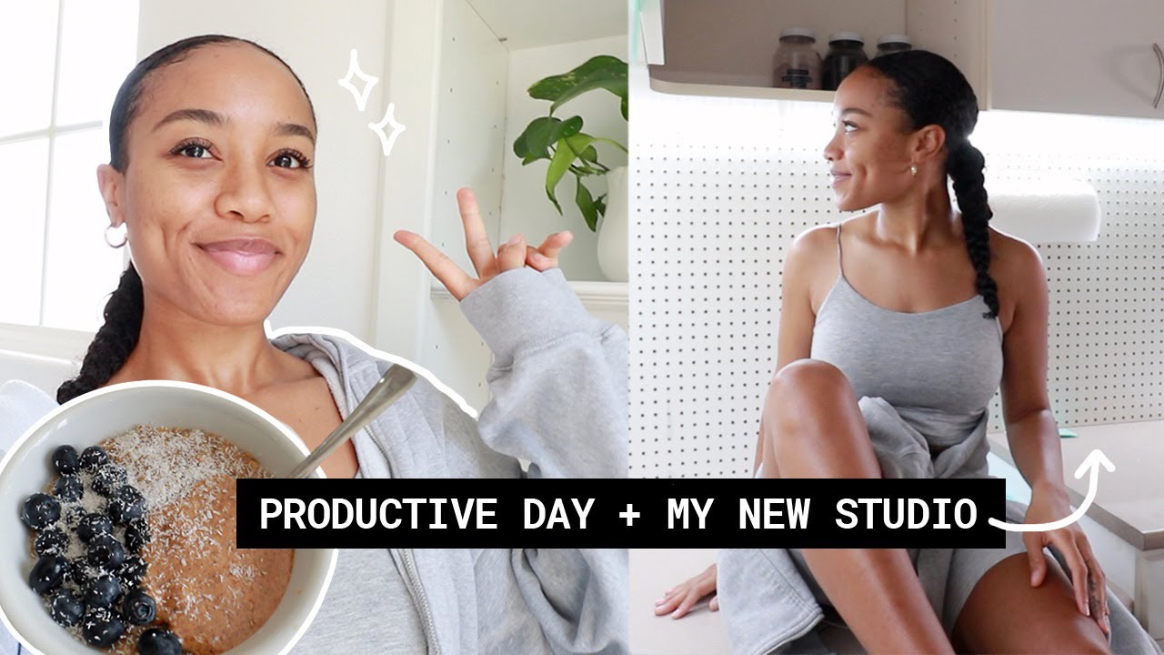 VLOG ✨  a productive work day + my new at-home studio! 🥰✨