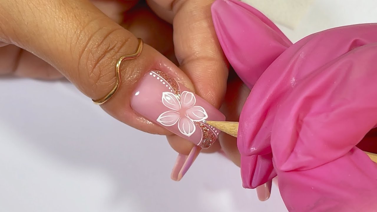 💖Decoración En Uñas Con Flor Básica Para Principiantes/Nail Art✨💅 #uñasfaciles #decoracionbasicauñas
