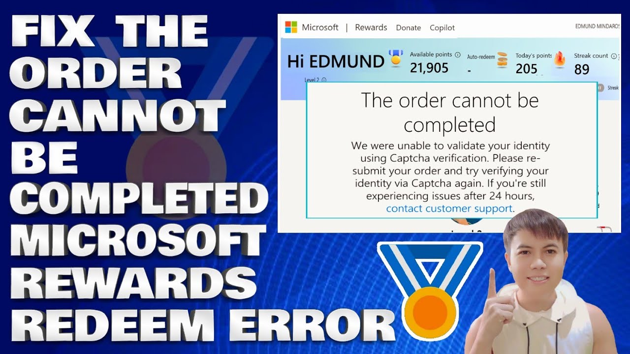 How To Fix Microsoft Rewards Redeem Error The Order Cannot Be Completed | Tagalog Tutorial