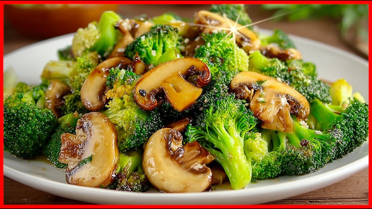 Brokkoli wurde noch nie so köstlich zubereitet! Brokkoli mit Champignons in Knoblauchsoße.