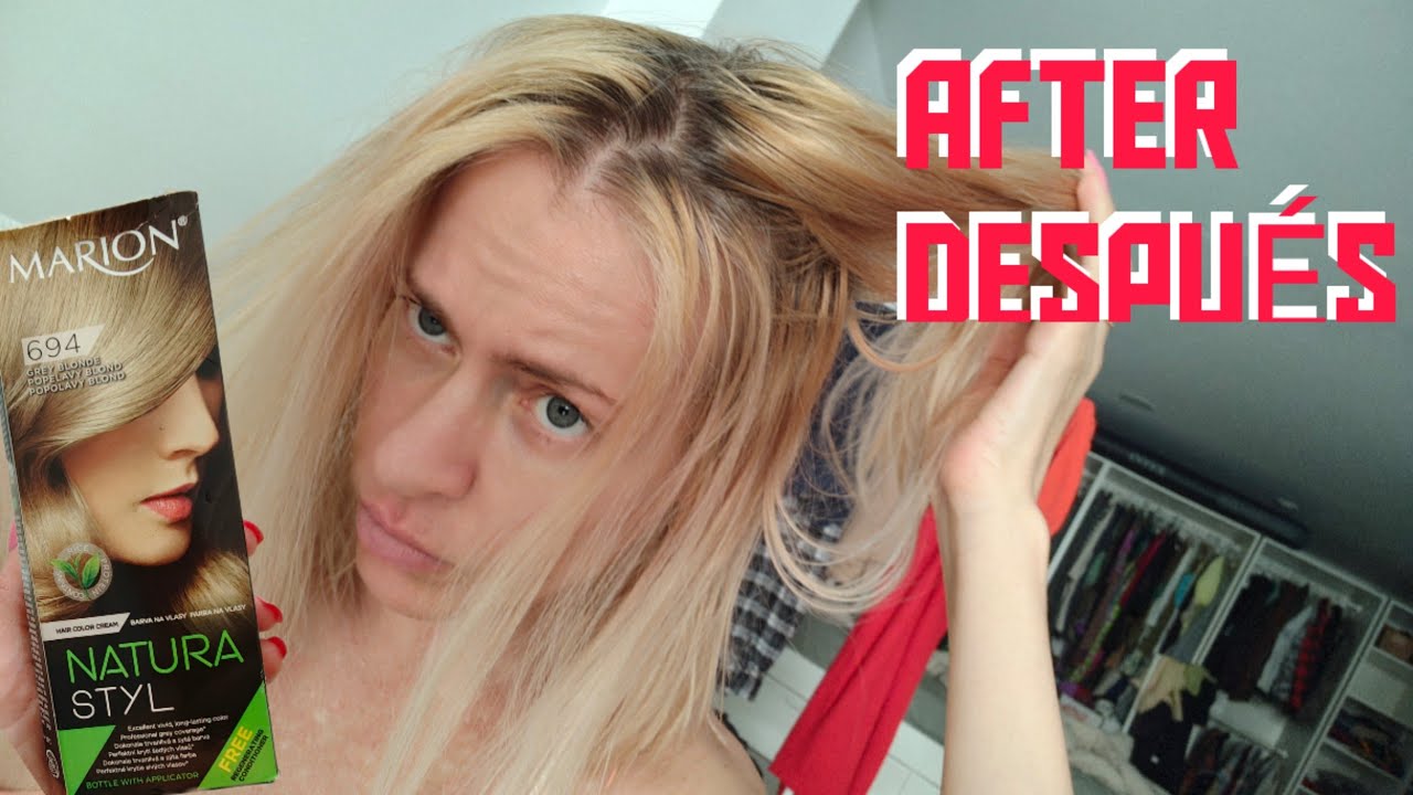 4K Tinte MARION grey blonde 694 Natura Styl antes - después hair dye before after kolor farby włosów