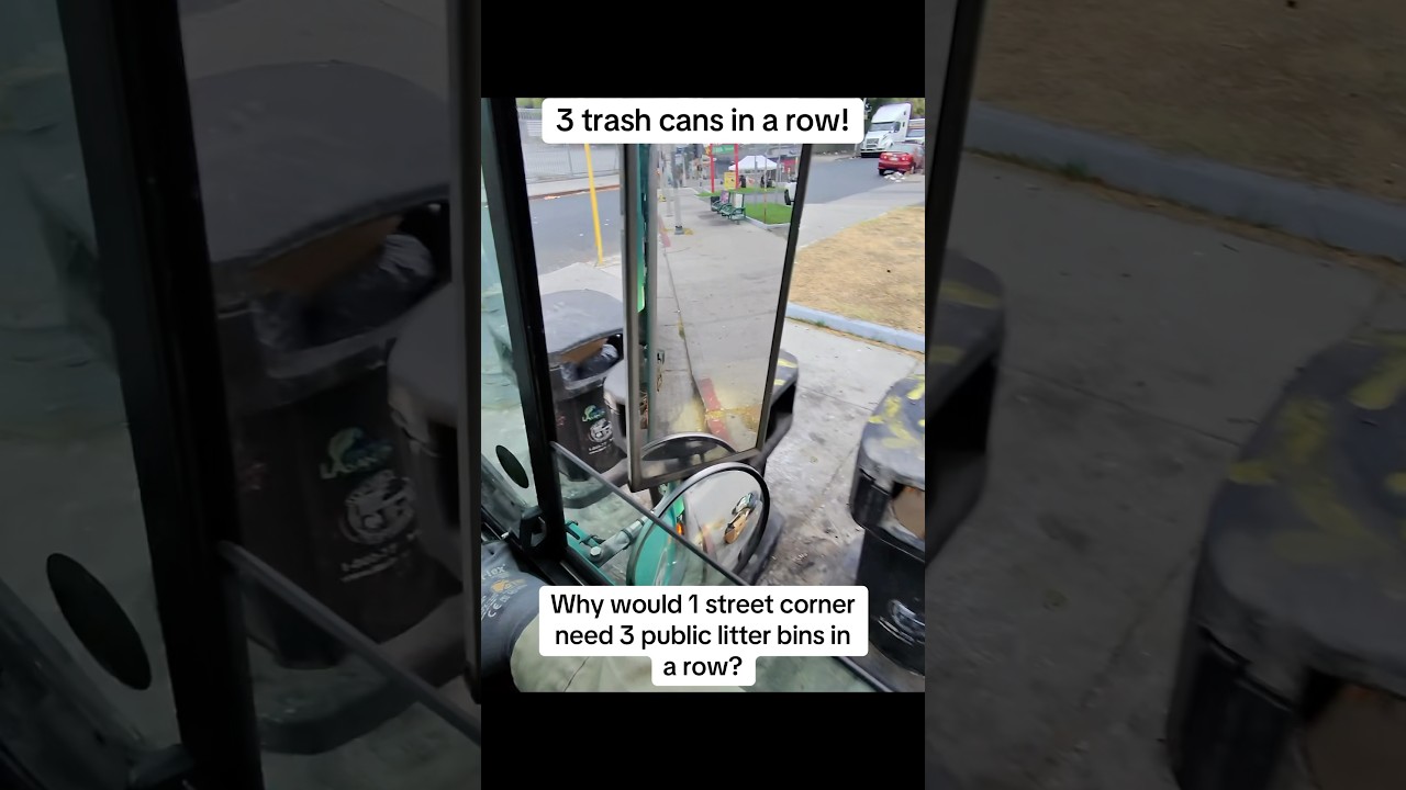 Dumping 3 full public litter bins! #garbageman #garbagetruck #losangeles #shorts #trashtrucks #2025