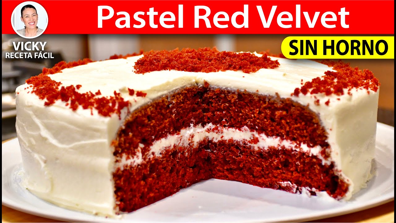 PASTEL RED VELVET SIN HORNO | Vicky Receta Facil